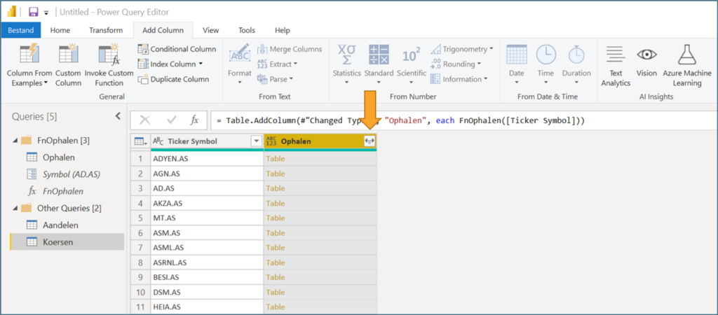 Power Query voorbeeld